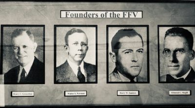 Four portraits in a row. Virginia Tech agricultural educators Henry Groseclose, Walter Newman, Harry Sanders, and Edmund Magill