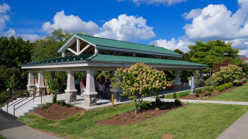 View of the pavilion at Hahn Horticulture Garden