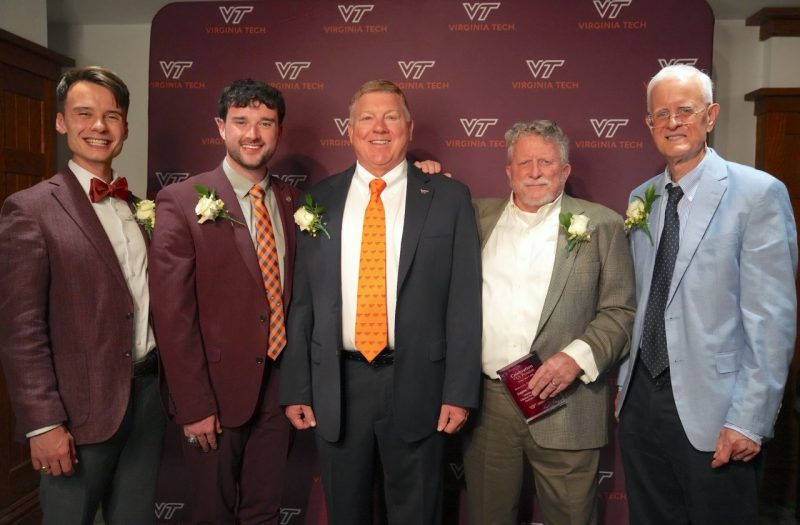 Elijah Griles, Zach Jacobs, J. Pearson, Kip Connelly, and George Norton. Inset: Thomas Debass, who attended virtually